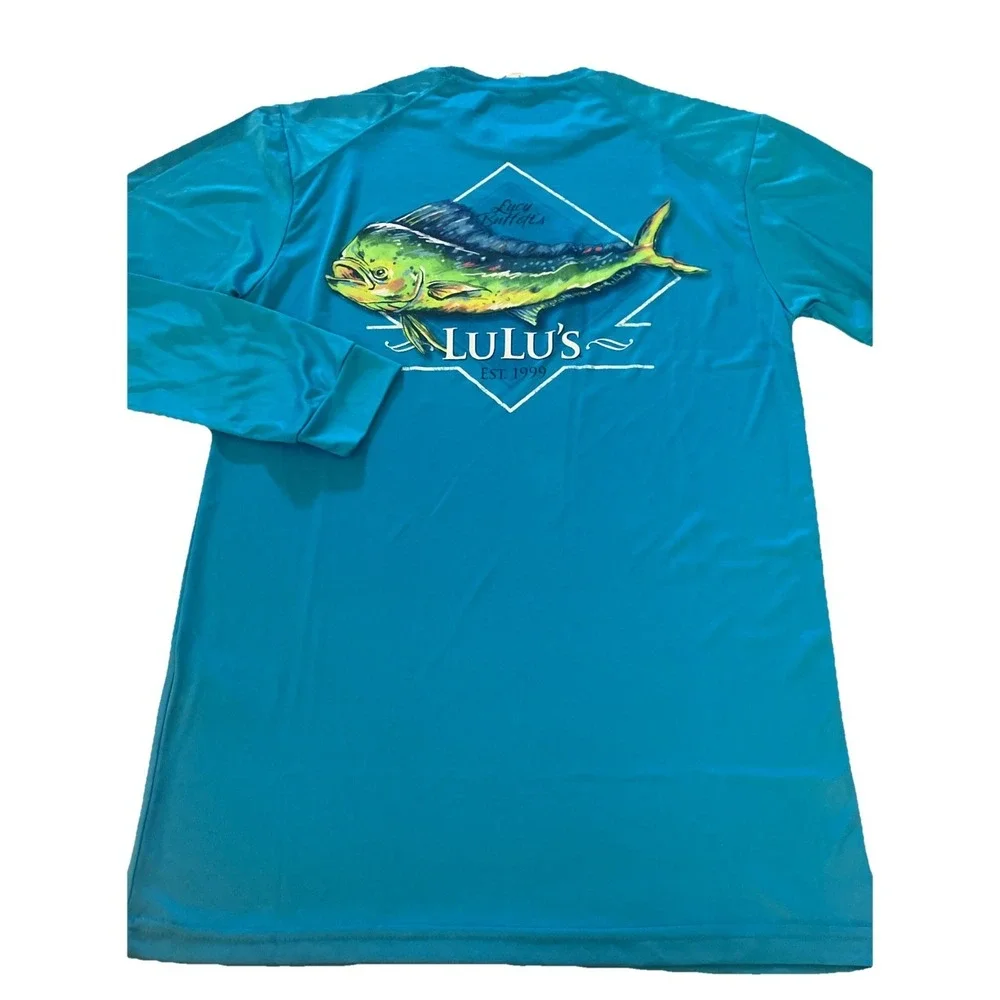 PARAGON Light Blue Men's Swim Rash Guard Lulu's N Myrtle Beach‎ SPF 50 Medium
